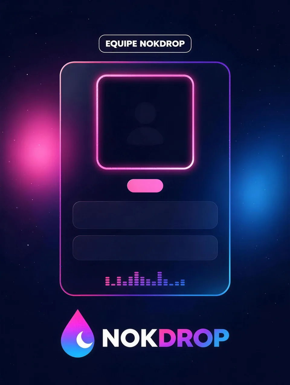 Card da equipe NokDrop com moldura vazia para foto e nome
